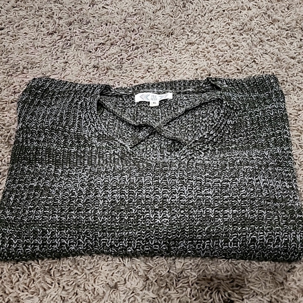 Green and white sweater